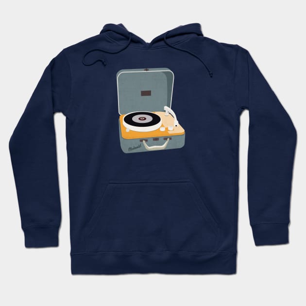 Textured Little Vintage Record Player Hoodie by modernistdesign